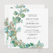 Elegant Greenery Eucalyptus Watercolor Wedding Einladung (Vorne/Hinten)