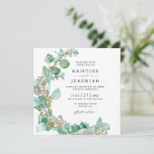 Elegant Greenery Eucalyptus Watercolor Wedding Einladung (Stehend Vorderseite)