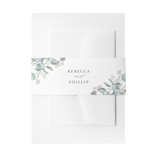 Elegant Greenery Eucalyptus Watercolor Wedding Einladungsbanderole (Vorderseite Beispiel)
