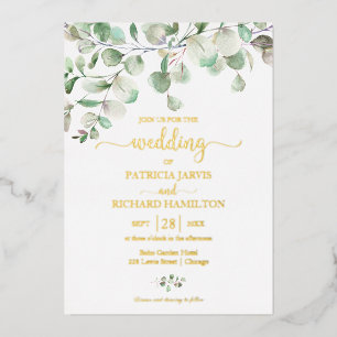 Elegant Greenery Eucalyptus Watercolor Wedding Folieneinladung