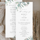 Elegant Greenery Eucalyptus Watercolor Wedding Programm