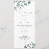 Elegant Greenery Eucalyptus Watercolor Wedding Programm (Vorderseite)