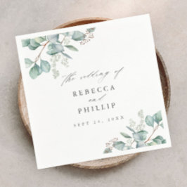 Elegant Greenery Eucalyptus Watercolor Wedding Serviette