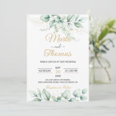 Elegant Greenery Eucalyptus Wedding Einladung (Stehend Vorderseite)