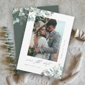 Elegant Greenery Eucalyptus Wedding Foto QR Code Save The Date