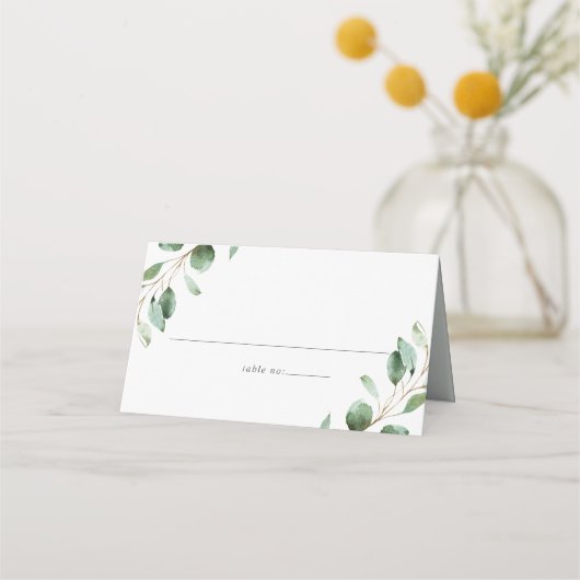 Elegant Greenery Eucalyptus Wedding Platzkarte (Vorderseite)