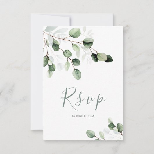 Elegant Greenery Eucalyptus Wedding RSVP Card Karte (Vorderseite)