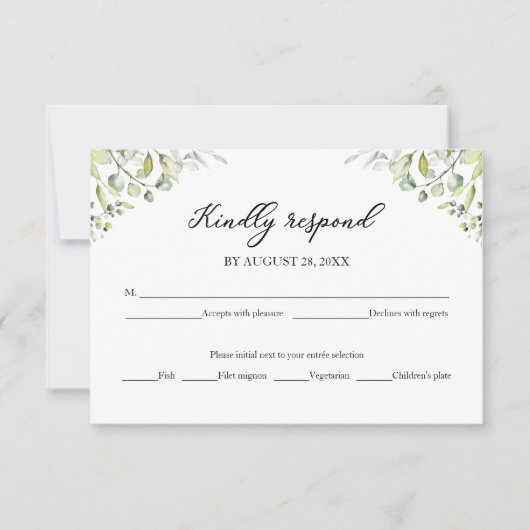 Elegant Greenery Eucalyptus Wedding RSVP Card Karte (Vorderseite)