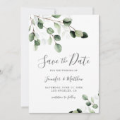 Elegant Greenery Eucalyptus Wedding Save The Date (Vorderseite)