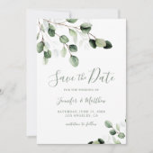 Elegant Greenery Eucalyptus Wedding Save The Date (Vorderseite)