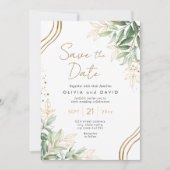 Elegant Greenery Eucalyptus Wedding Save the Date Einladung (Vorderseite)