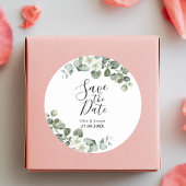 Elegant Greenery Eucalyptus Wedding speichern das  Runder Aufkleber