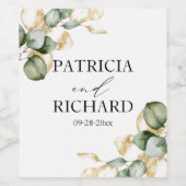 Elegant Greenery Eucalyptus Wedding Weinetikett (Einzelnes Label)