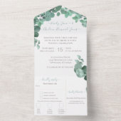 Elegant Greenery Eucalyptus Wreath Wedding All In One Einladung (Innen Boden)