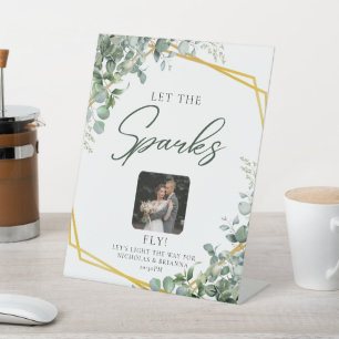 Elegant Greenery Eukalyptus Blätter Hochzeit funke Sockelschild