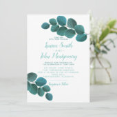 Elegant Greenery | Eukalyptus-Blätter Hochzeiten Einladung (Stehend Vorderseite)