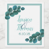 Elegant Greenery | Eukalyptus-Blätter Hochzeiten Weinetikett (Einzelnes Label)