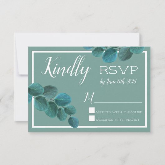 Elegant Greenery | Eukalyptus-Blätter HochzeitsrSV RSVP Karte (Vorderseite)