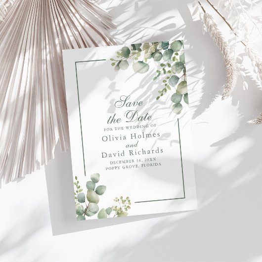 Elegant Greenery Eukalyptus Botanische Hochzeit Save The Date