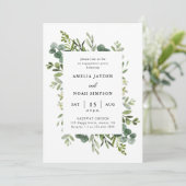 Elegant Greenery Eukalyptus Engagement Party Einladung (Stehend Vorderseite)
