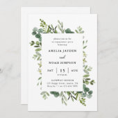 Elegant Greenery Eukalyptus Engagement Party Einladung (Vorne/Hinten)