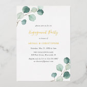 Elegant Greenery Eukalyptus Engagement Party Gold Folieneinladung (Vorderseite)