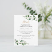 Elegant Greenery Eukalyptus Informationen Begleitkarte (Stehend Vorderseite)
