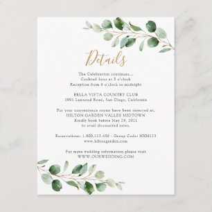 Elegant Greenery Eukalyptus Informationen Begleitkarte