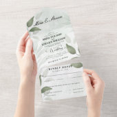 Elegant Greenery Eukalyptus wedding All In One Einladung (Abreißen)