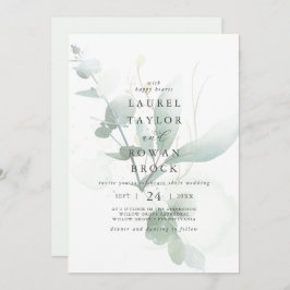 Elegant Greenery Faded Wedding Einladung