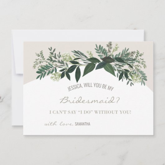 Elegant Greenery Fern werden Sie MyBridesmaid sein Karte (Vorderseite)