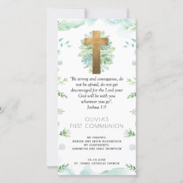 Elegant Greenery First Communion Lesezeichen Gefal Dankeskarte