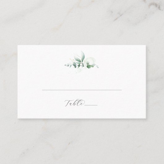Elegant Greenery Flat Wedding Platzkarte (Vorderseite)