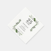 Elegant Greenery Floral 25. Hochzeitstag Serviette (Ecke)