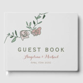Elegant Greenery Floral Dusty Rose Wedding Gästebuch (Vorderseite)