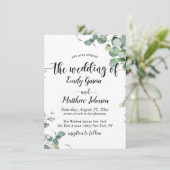 Elegant Greenery Floral Eucalyptus Wedding Einladung (Stehend Vorderseite)