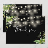Elegant Greenery Floral String Lights Dankeskarte (Vorne/Hinten)