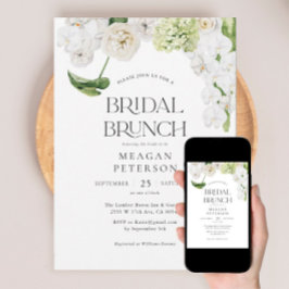 Elegant Greenery Floral Summer Bridal Brunch Einladung