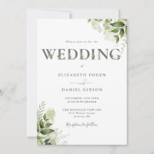 Elegant Greenery Floral Typografy Wedding