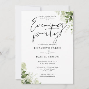 Elegant Greenery Floral Wedding Abend Party Einladung