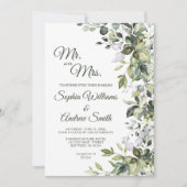 Elegant Greenery Floral Wedding Einladung (Vorderseite)