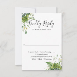 Elegant Greenery Floral Wedding Kindy Reply RSVP Karte