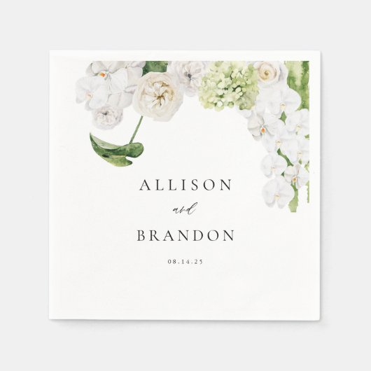 Elegant Greenery Floral Wedding Serviette (Vorderseite)