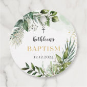Elegant Greenery Foliage Baptisse Geschenkanhänger (Rückseite)