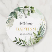 Elegant Greenery Foliage Baptisse Geschenkanhänger (Vorderseite)