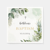 Elegant Greenery Foliage Baptisse Serviette (Vorderseite)