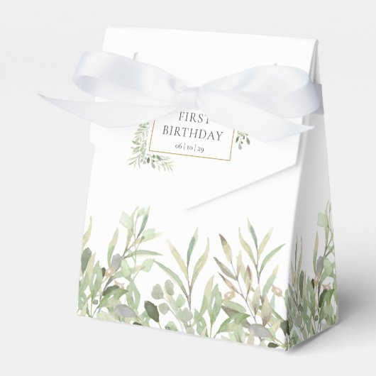 Elegant Greenery Foliage Birthday Favor Box Geschenkschachtel (Vorderseite)