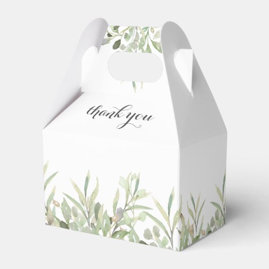 Elegant Greenery Foliage Script Wedding Geschenkschachtel (Rückseite)
