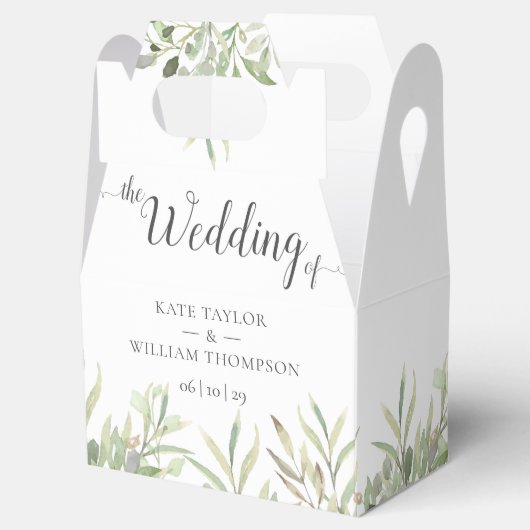 Elegant Greenery Foliage Script Wedding Geschenkschachtel (Geöffnet)