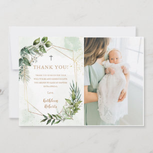 Elegant Greenery Foliage Taufe Danke Karte